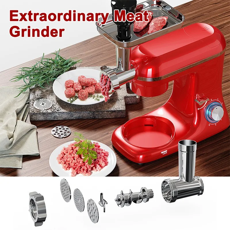 9 IN 1 1500W Tilt-Head Multifunctional Electric Mixer 7.5 QT Stainless Steel Bowl 1.5L Glass Jar, Meat Grinder,Juicer,Egg Beater 3