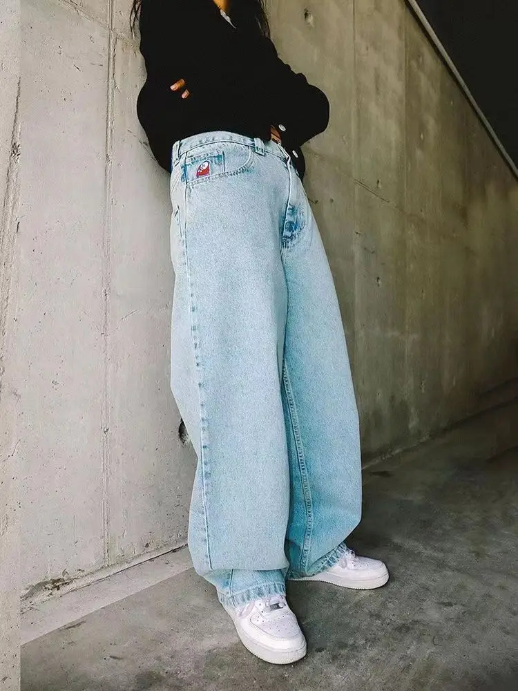 Streetwear Big Boy Jeans Y2K Pants Hip Hop Cartoon Graphic Embroidery Baggy Jeans Mens Womens Harajuku High Waisted Wide Trouser