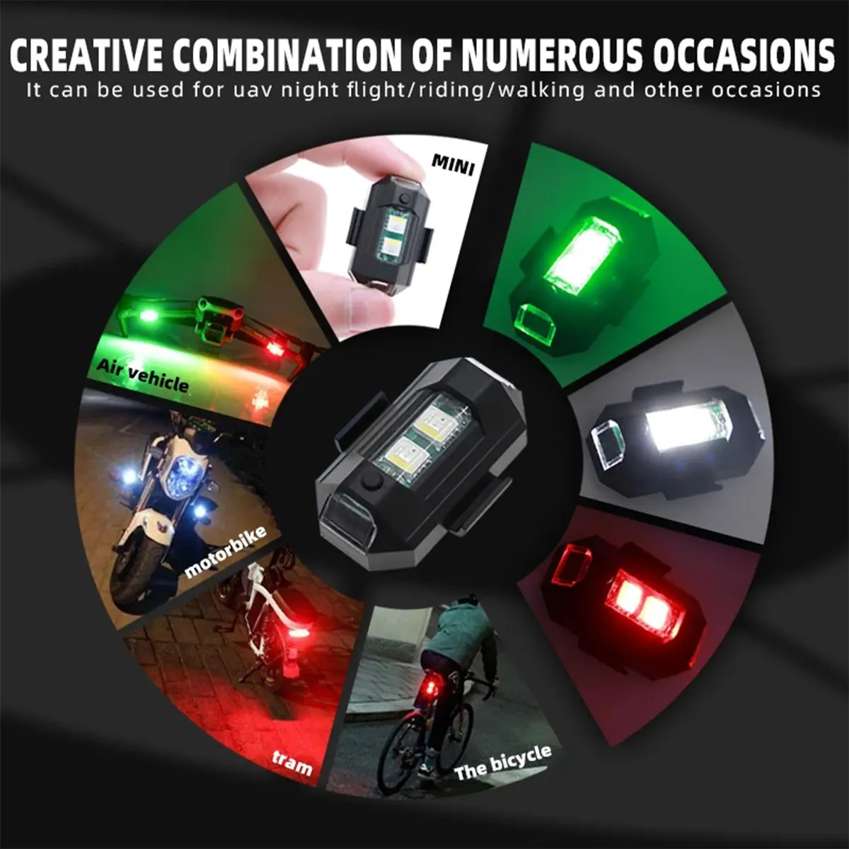 LED Flash Emergency Light Warning Lamp Rechargeable Mini Signal Light Drone Strobe 7 Colors DIY Parts Signal Indicator