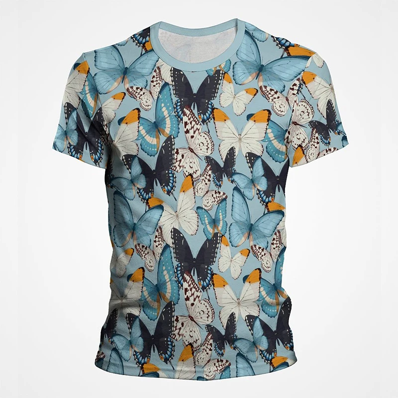

New Summer Colorful Butterfly Printing T Shirt Fashion Casual Beach Tops Tee Men Oversized Short Sleeve Pop Women Kawaii Clothes