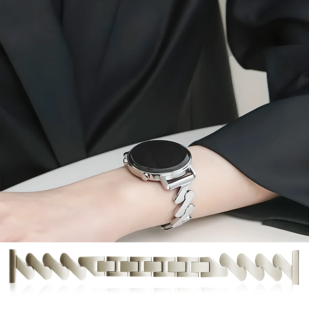 Elegant Starlight Stainless Steel Watch Band – Premium Metal Bracelet for Smartwatches (18mm, 20mm, 22mm Options)