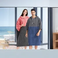 Sun Protection Bathrobe Bath Towel Extra Large Hooded Beach Wetsuit Towel Changing Robe Quick Dry Microfiber Towelling For Adult 1