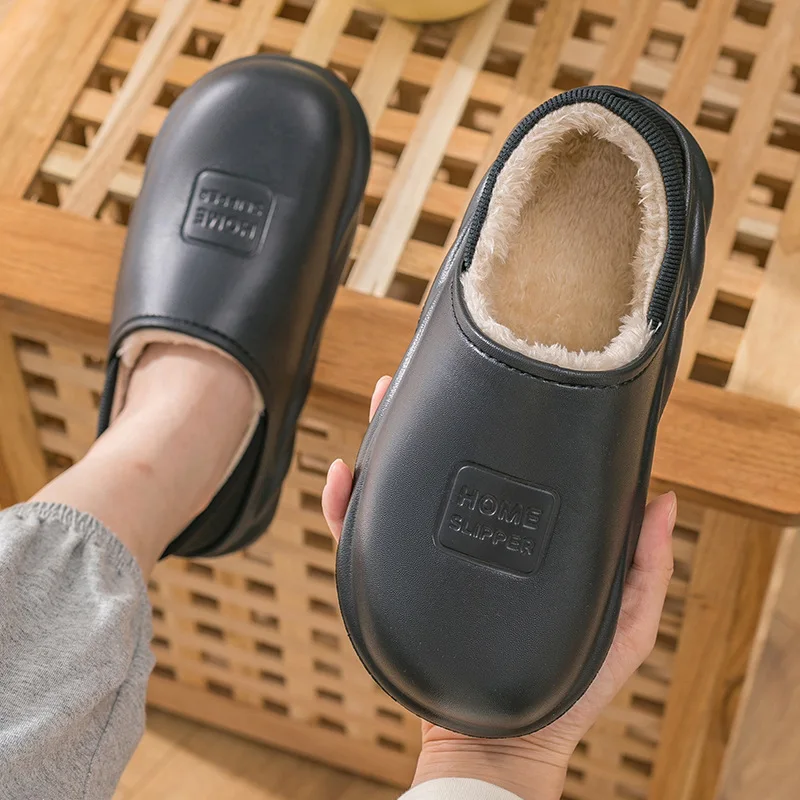 Litfun Winter Warm Cotton Slippers Indoor And Outdoor Waterproof Walking Shoes Fluffy Non-Slip Sandals For Women Men Slippers