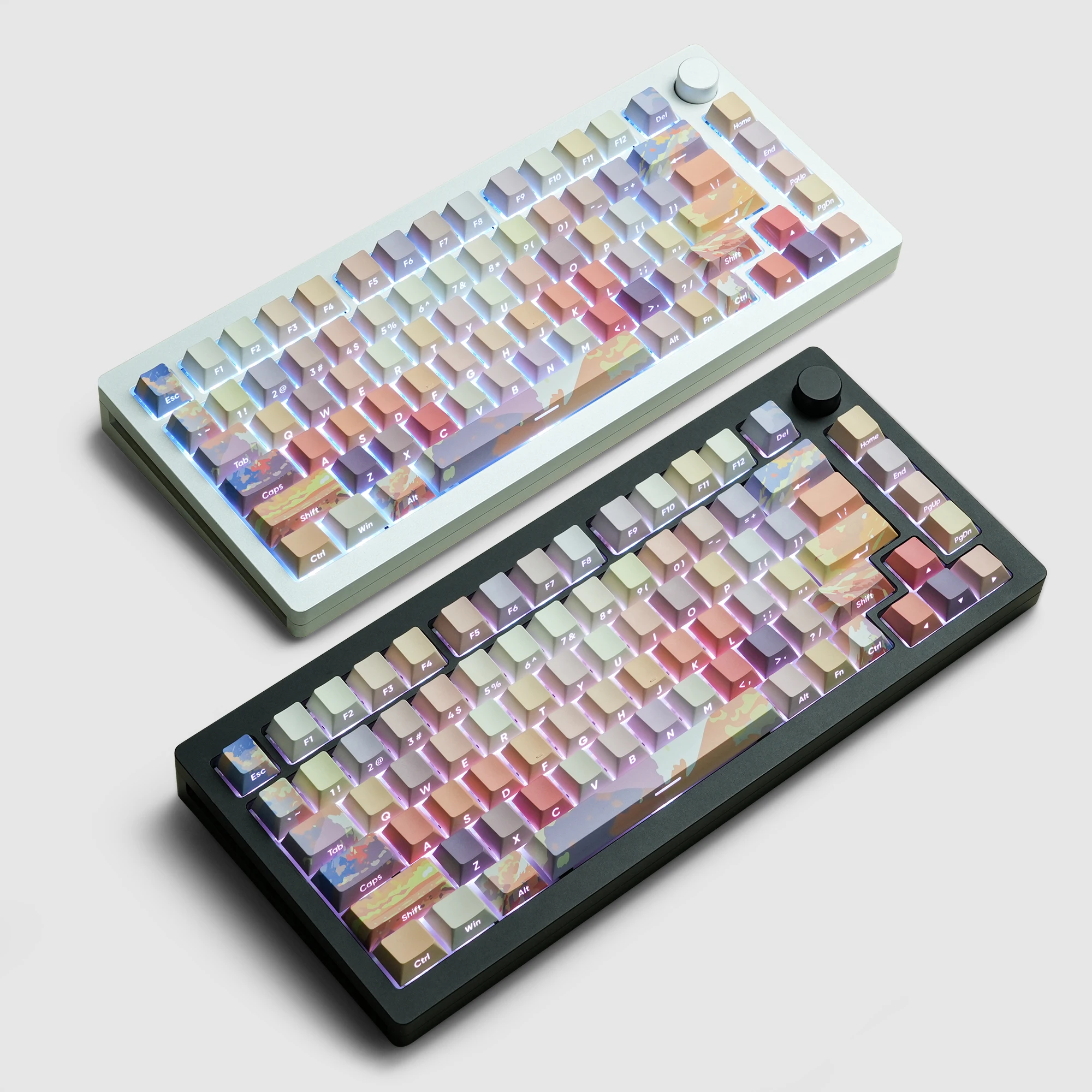 

ECHOME Mount Fuji Theme Keycap Side Letter Translucent PBT Keyboard Cap Cherry Profile Creative Key Cap for Mechanical Keyboard