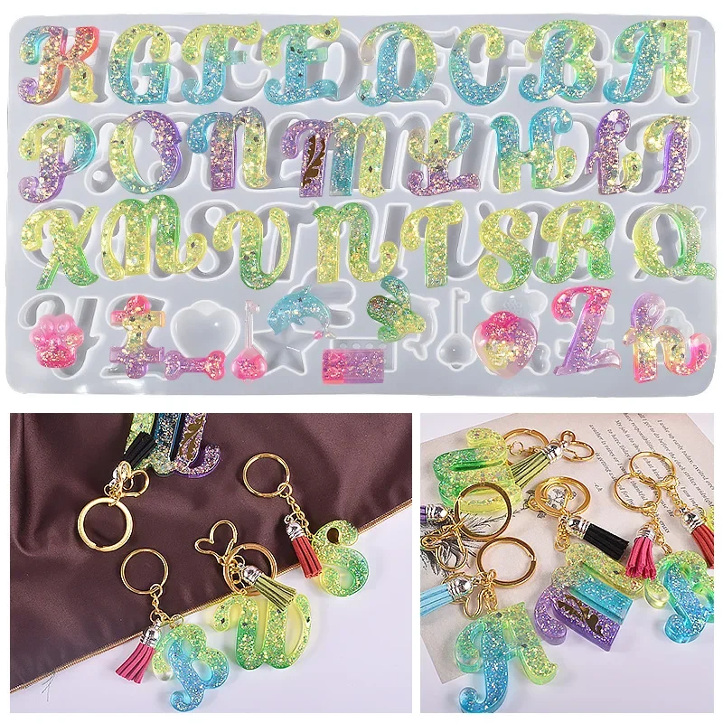 

DIY Letter Crystal Epoxy Resin Mould alphabet Silicone Mould