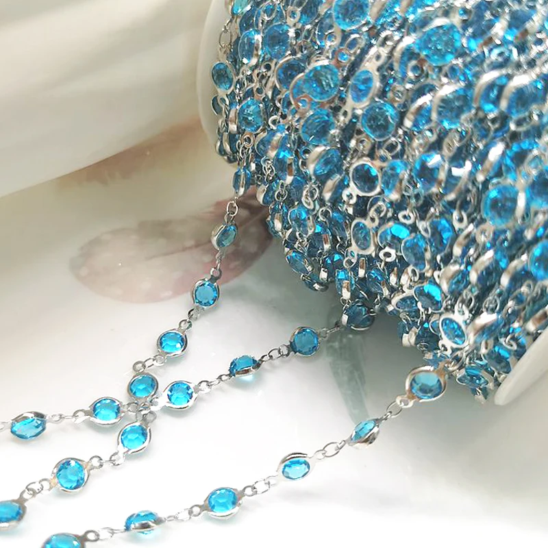 1 Meter 6 mm bunte Glasperlen Kupferkette für DIY Halskette Armband Kostüm Schmuckherstellung Zubehör – Detail 16