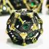 DnD Metal Dice Set - Hollow Dragon Eye Green D&D Dice with Zinc Alloy Core, 7 Polyhedral RPG Dice for Dungeons & Dragons 3