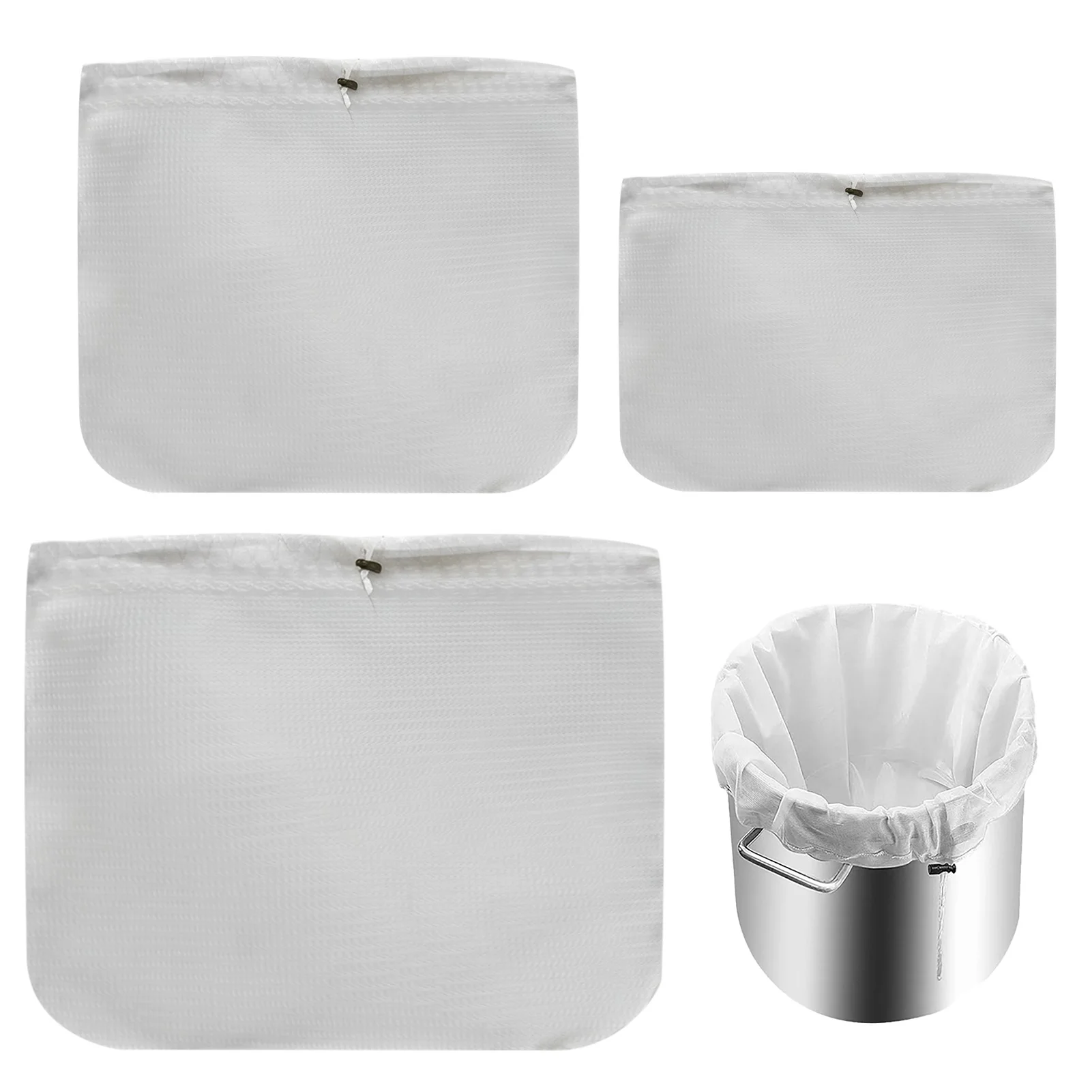 

3pcs Practical Strainer Bag Large Beer Wide Mouth Nut Milk Fruits Reusable Wine Making For Home Brewing Fine Mesh All Grain