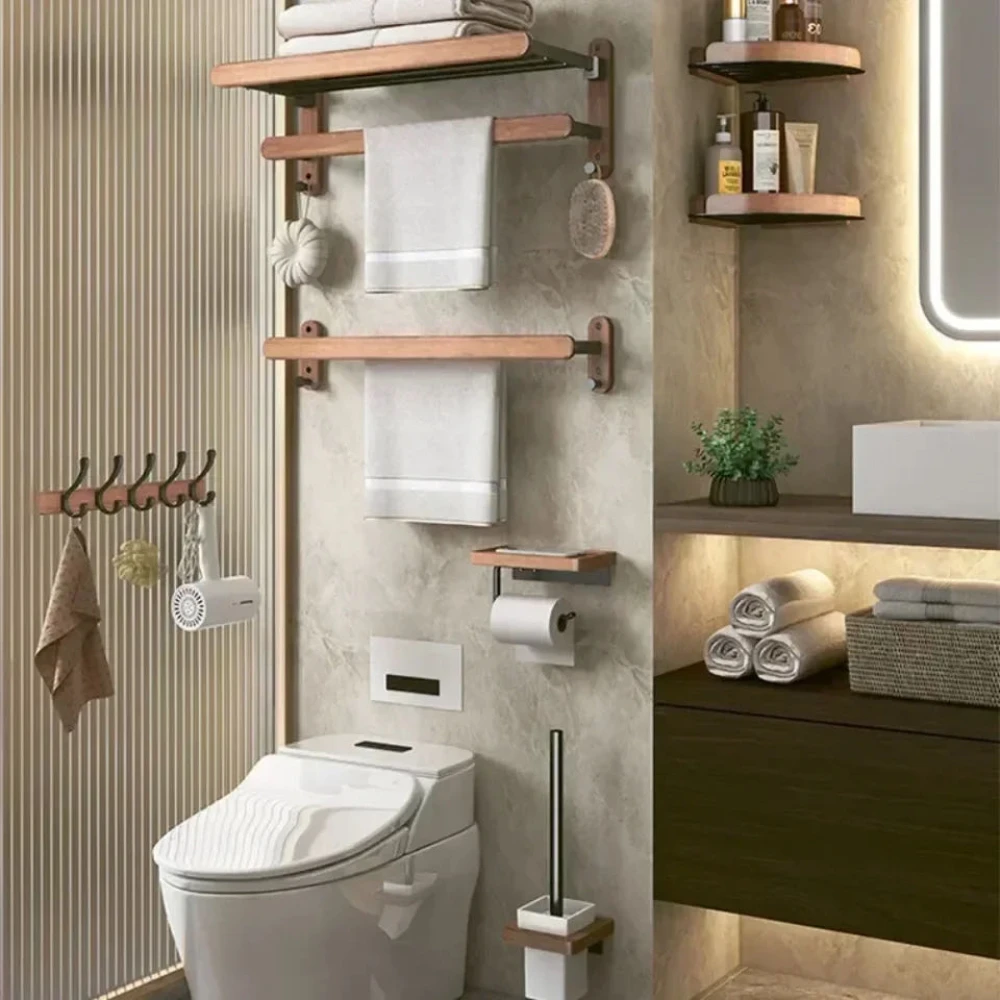 Walnut Wood Bathroom Hardware Set Bathroom towel rack Towel Rack Toilet Paper Holder Towel Bar Shelf Accessories bathroom hardware set bathroom hardware accessories