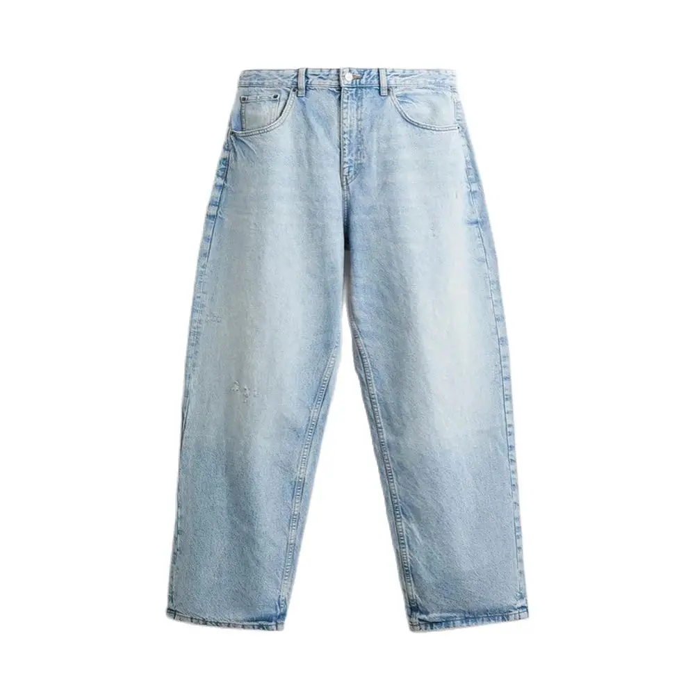 

TAOP&ZA 2024 Summer Men's Fashionable and Versatile Light Blue Loose Wide Leg Washed Denim Casual Pants 8062482