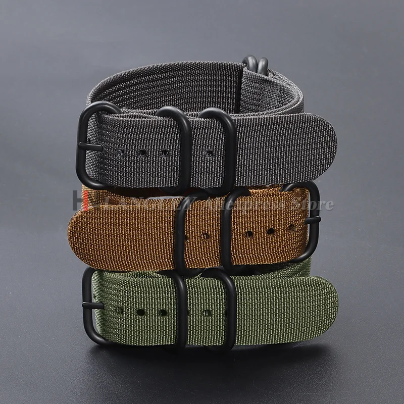 Premium Nylon Braided Sport Watch Band - Universal Replacement Wrist Strap with 5-Ring Buckle