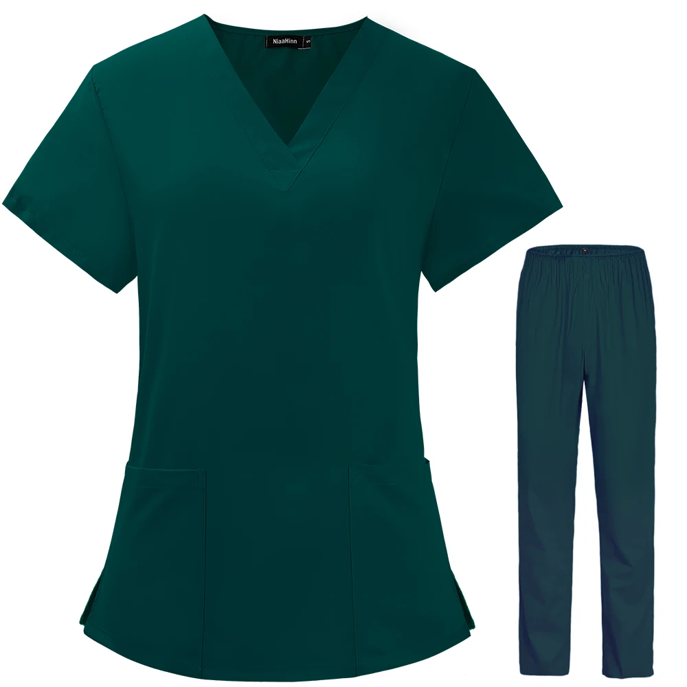 Summer Pure Color Spandex Elastic Breathable Scrub Uniform Beauty Salon Nursing Uniform Lab Pet Shop Scrub medical uniform
