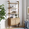 with Storage Cabinet, Beacon 3-Shelf Solid Wood Bookshelf, Bohemian Wall Mounted Shelf with Seagrass Door Fronts 2