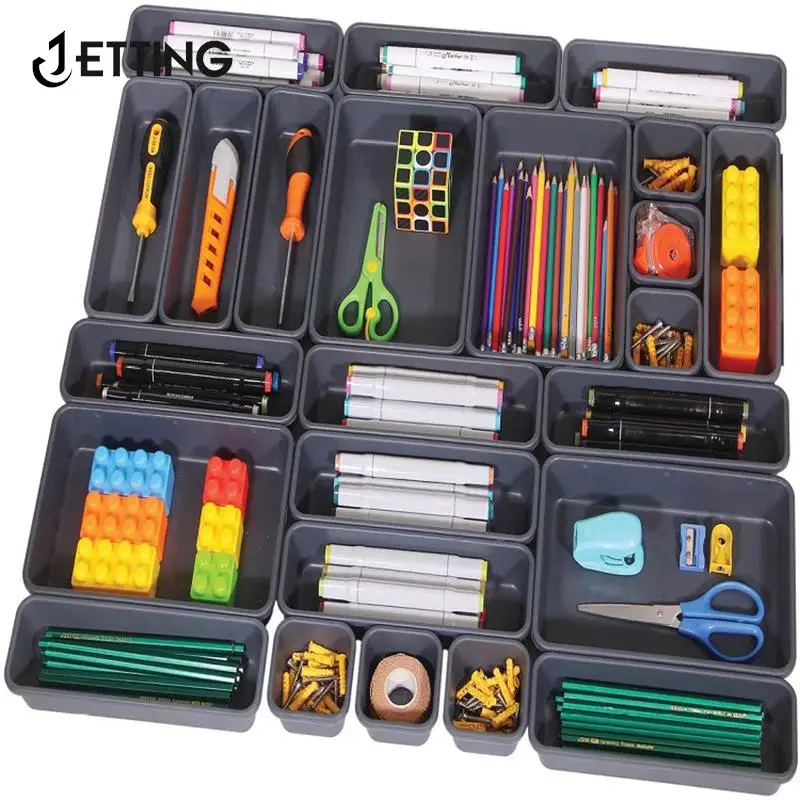 13Pcs Drawer Organizers Separator For Kitchen Bathroom Makeup Organizer Boxes For Home Office Desk Stationery Storage Box