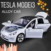 New 1:32 Tesla MODEL 3   Alloy Car Model Diecasts Toy Vehicles Toy Cars For Children Gifts Boy Toy Sound Light Pull Back 2