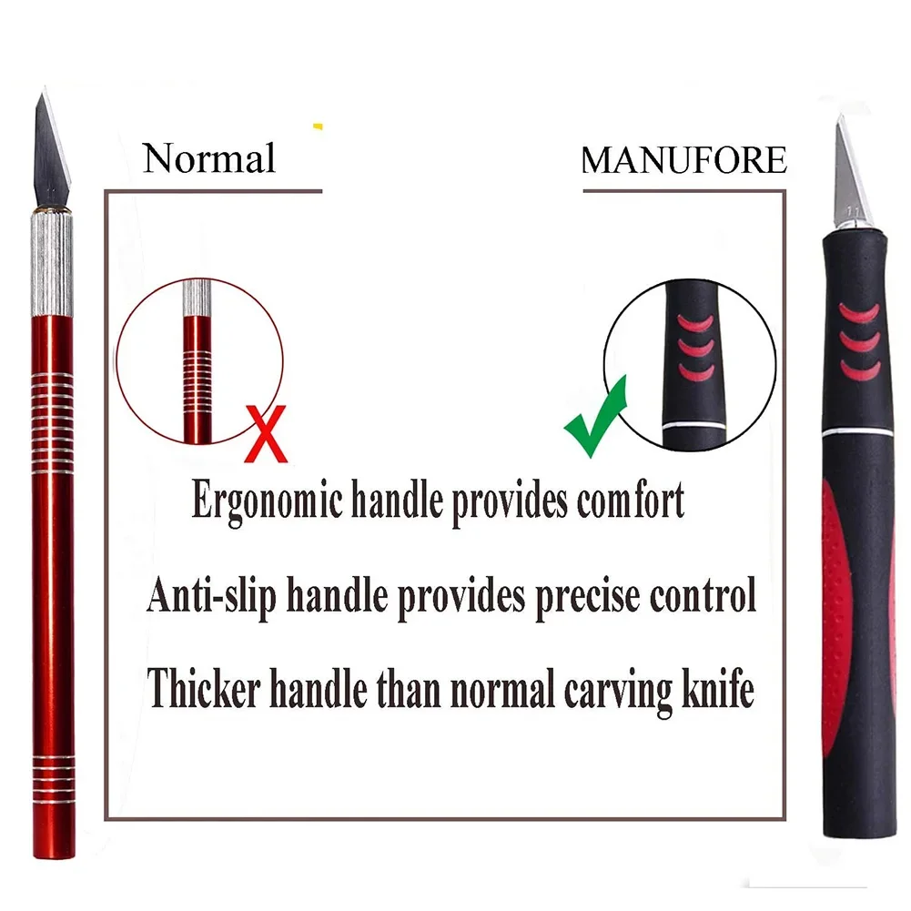 18Pcs Craft Knife Anti-Slip Handle Hobby Knife SK5 Steel Blades Engraving Tool Scalpel Craft Set for Artwork Cutting Cork