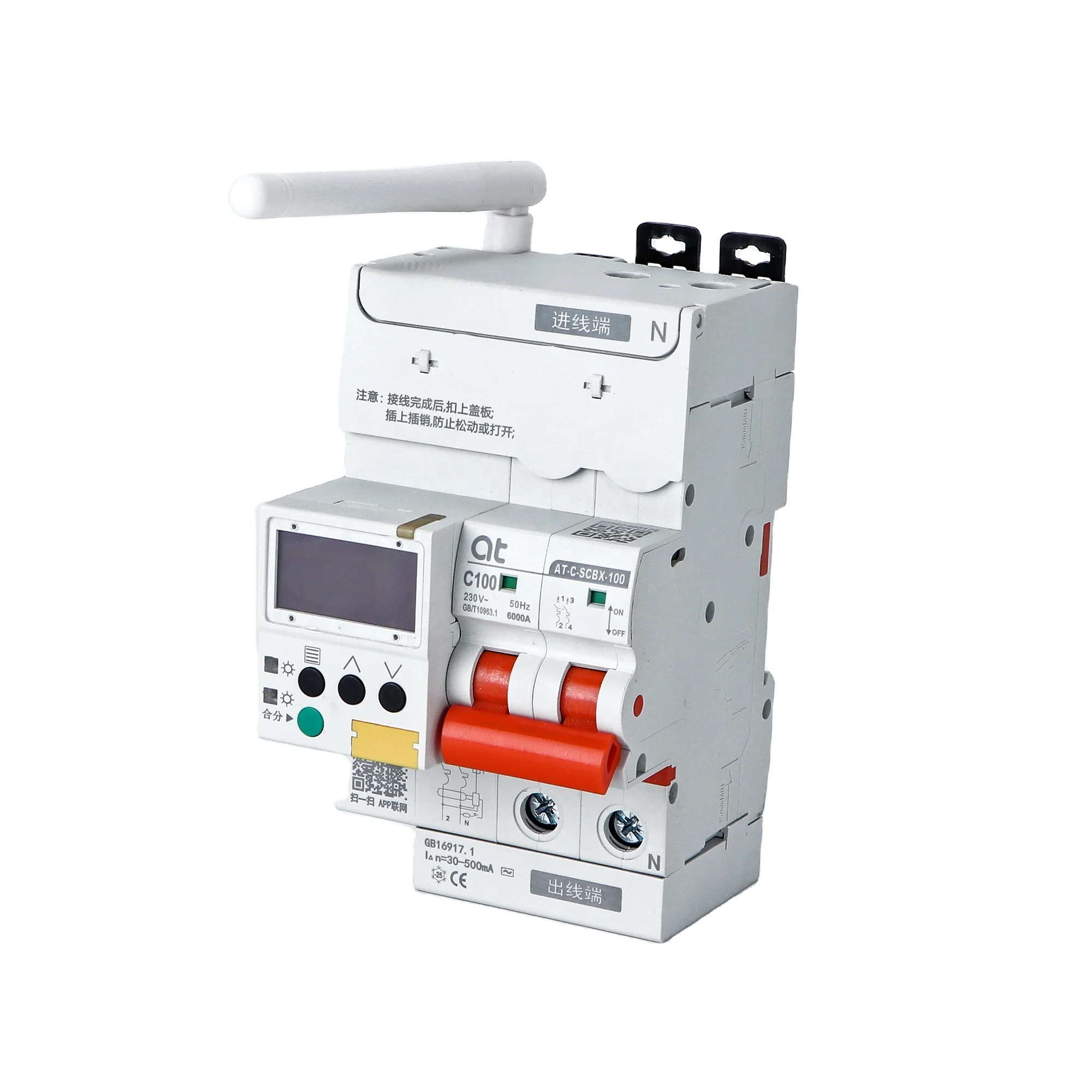 

1P+N 2P LCD adjustable milliampere remote control RJ45 RS485 wifi smart mini circuit breaker with residual current protection