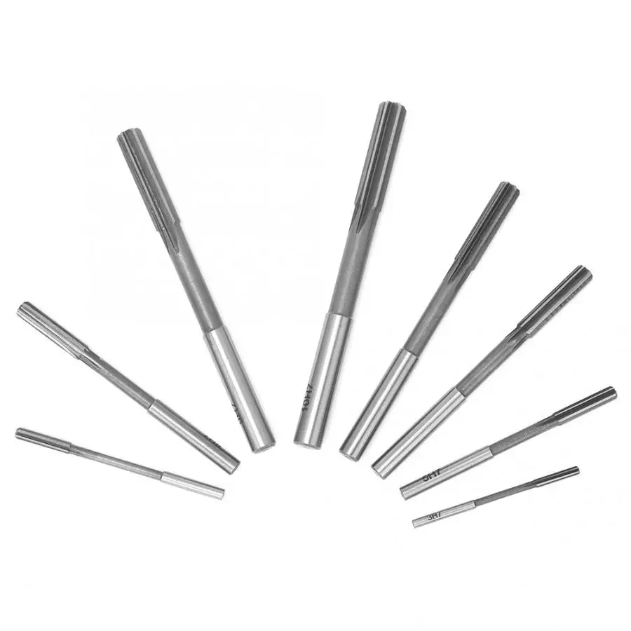 Steel Reamer Tools 8Pcs Chucking Reamer H7 Machine Reamer Set 3-10mm Straight Shank Chucking Metal Cutter Tool