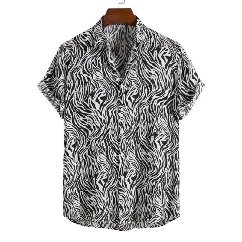 Leopard Hawaiian Sexy Floral Male Camisa Slim Fit Short Sleeve Party Beach Casual Men's Shirts For Man Clothing Social Retro 3