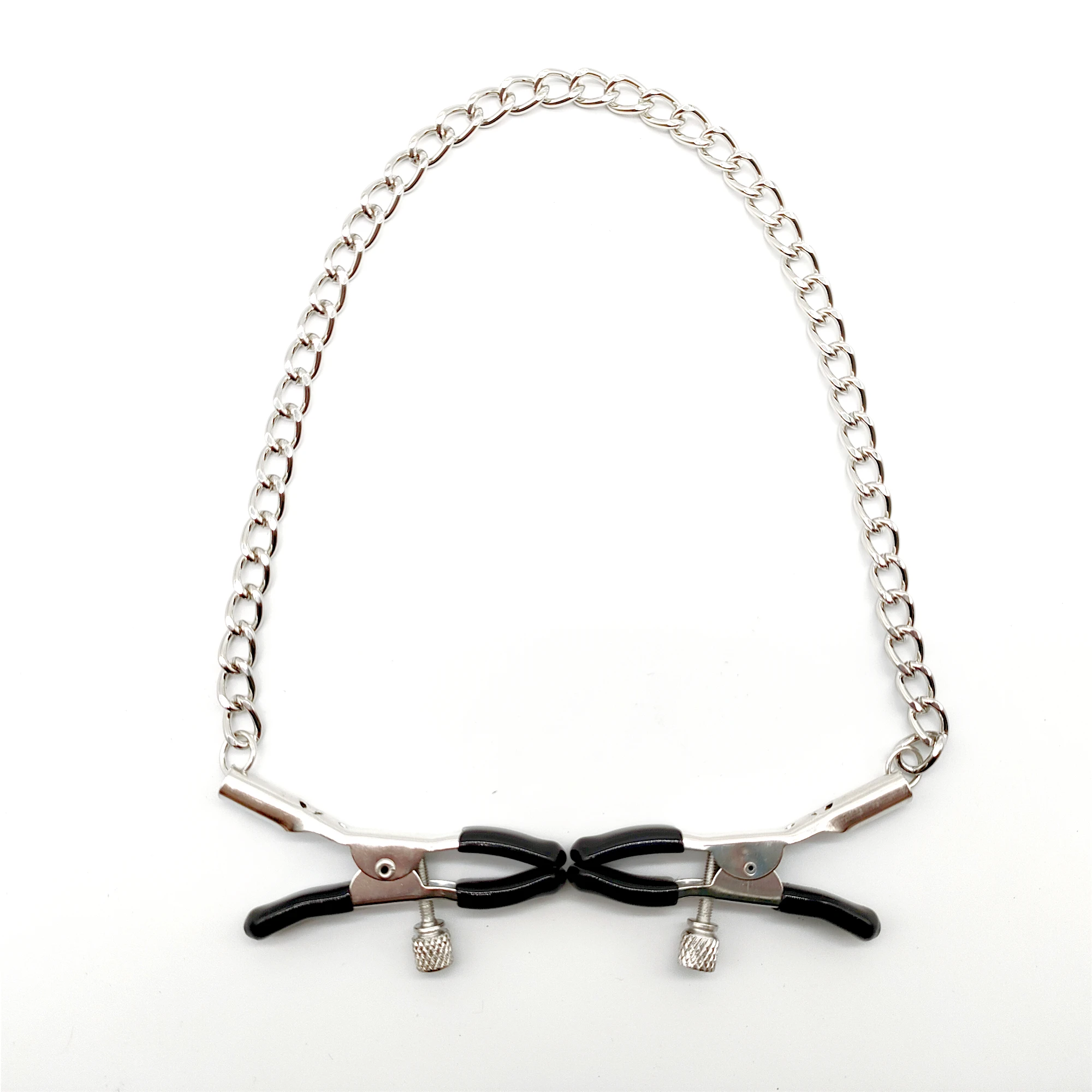 Nipple Clamps with Chain Metal Nipple Clips Black and Silver Clamps non Piercing Sexy Adjustable Body Chain Sex Toys nipple clamps
