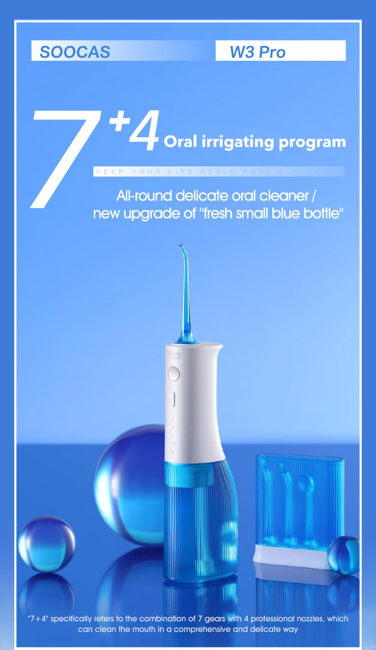 Xiaomi SOOCAS W3 Pro Water Flosser Teeth 4 Type Nozzle Cleaner description image
