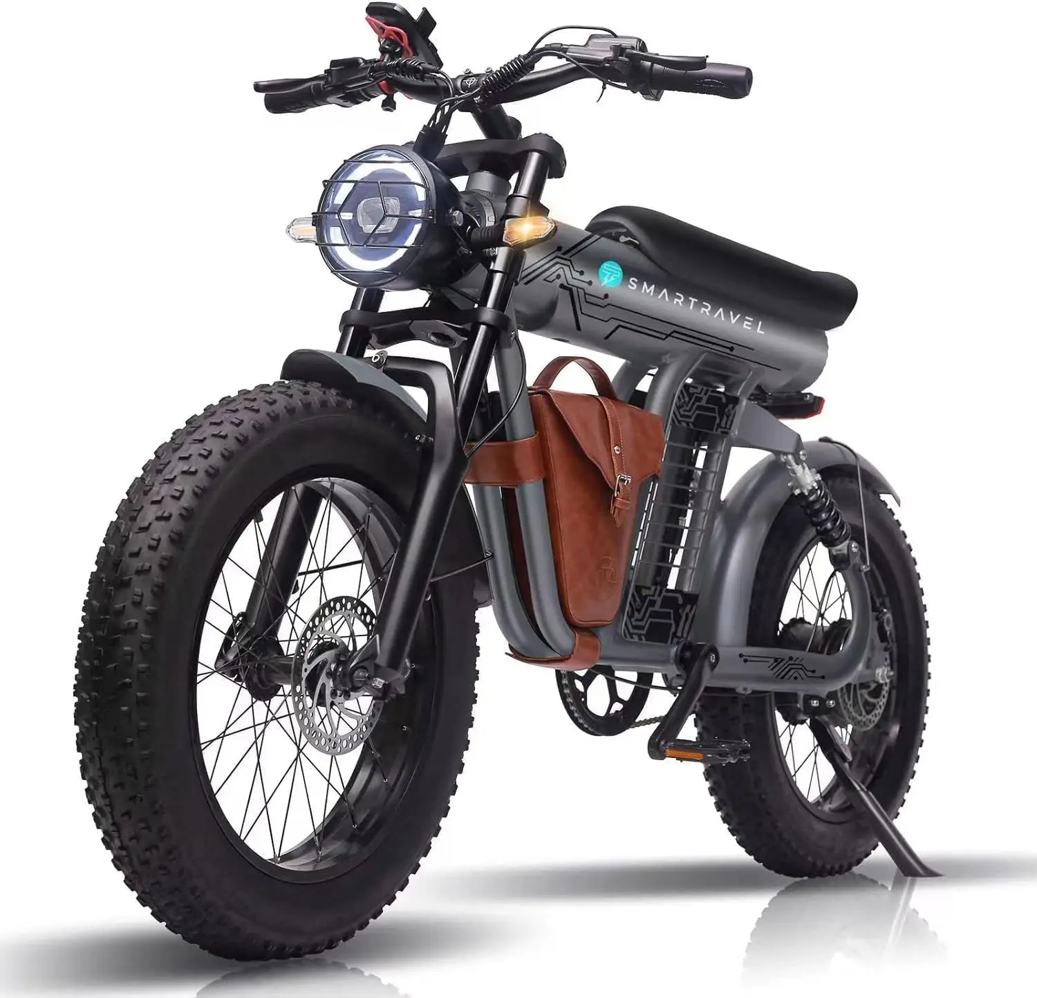 Electric Bike for Adults Ebike with 1000W Brushless Motor 20Ah Battery 20Inch Fat Tire 45km/h with Front/Rear Turn Signals