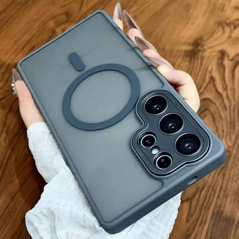 Magnetic Luxury Matte Translucent Armor Shockproof Case with Magsafe Wireless Charging Compatibility