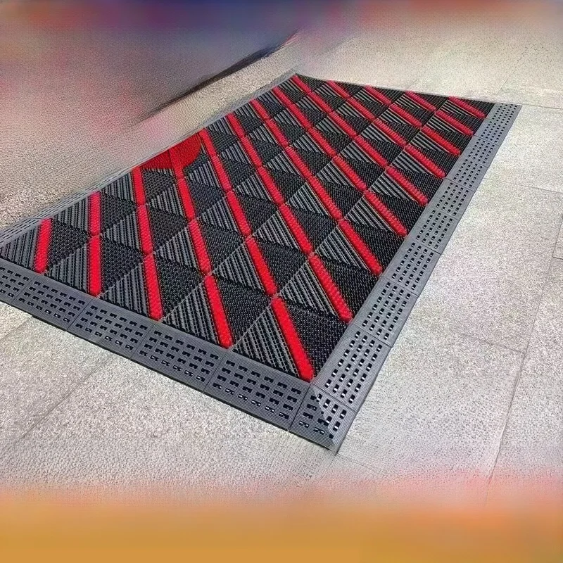 Tee-in-One Plastic Entrance Mat Anti-Slip Outdoor Hotel Commercial Dust Removal Door Mat Simple Sle Vacuum Cleanable Cust...