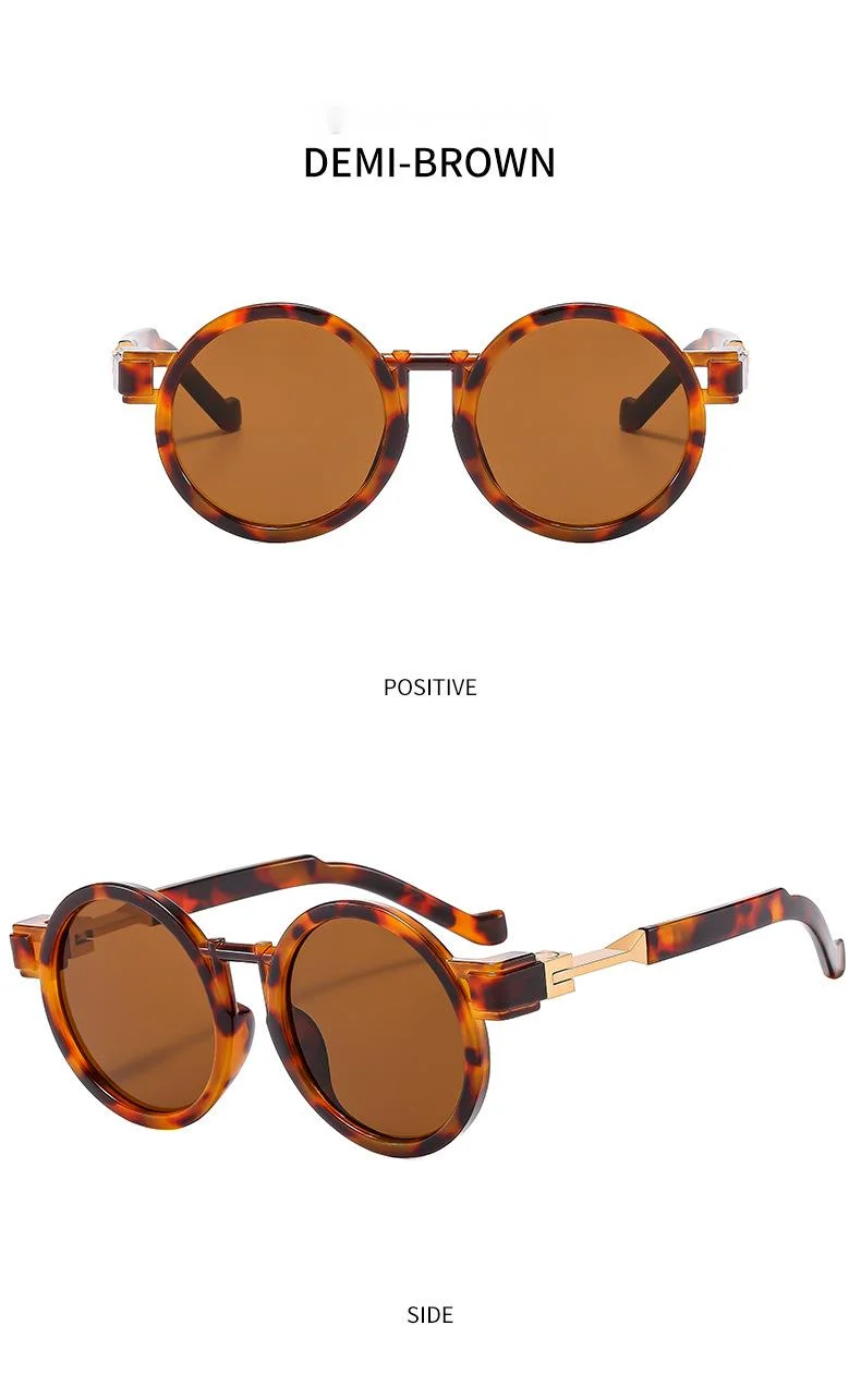 Nuovi occhiali da sole con montatura rotonda personalizzati con intarsio in metallo con gambe, occhiali da sole rock da moto per uomo e donna alla moda, occhiali alla moda transfrontalieri_voghion.com