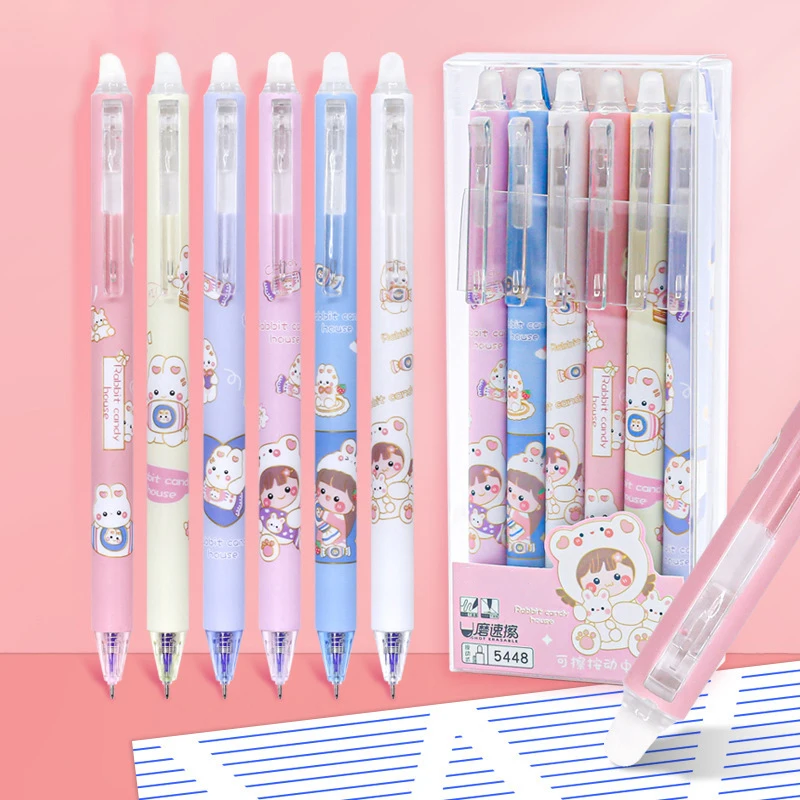 

1pcs Kawaii Bunny&Girls Cartoon Erasable Gel Pen School Office Supply Stationery Cute Gel Pens Gift Prizes Erasable Pen