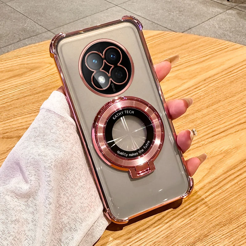 Shockproof Plating Soft Silicone Phone Case with Smart Magnetic Holder
