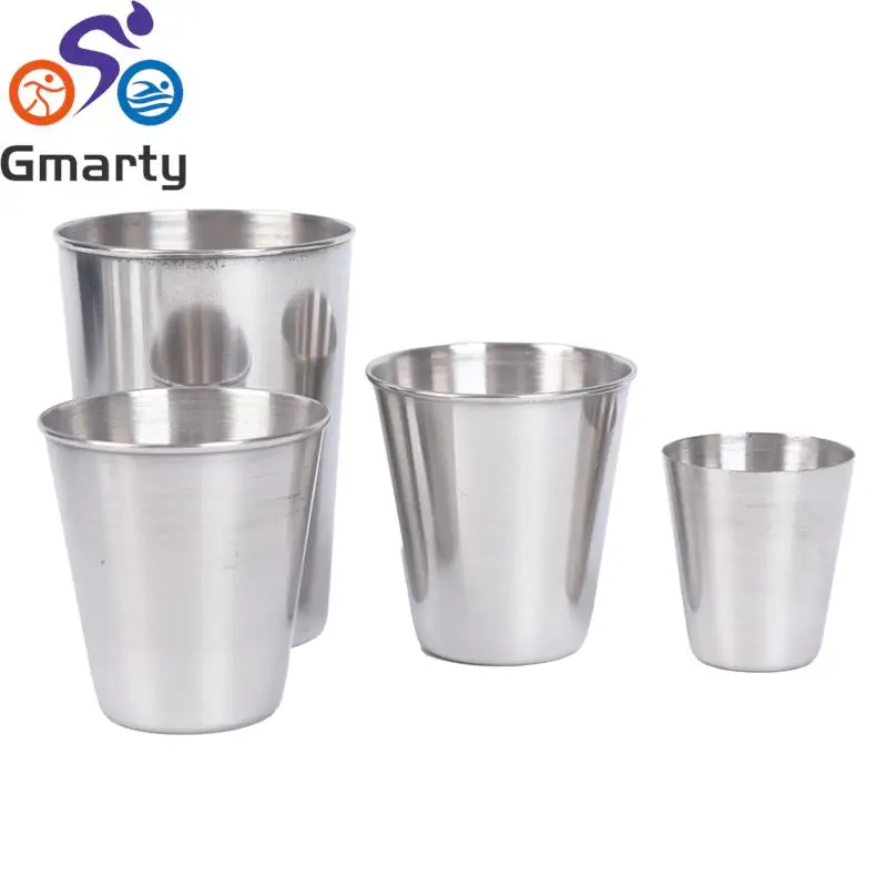 Outdoor Camping Cup Tableware 30ml/70ml/170ml Travel Cups Set Stainless Steel Cover Mug Drinking Coffee Tea Beer With Case