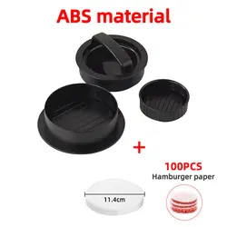 Gourmet Burger & Pie Press with Baking Liners - Kitchen BBQ Essentials (Black and paper)
