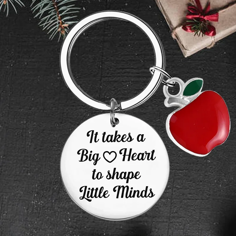 

Cute Teacher Gift Keychain It Takes A Big Heart To Teach Little Minds Key chain Keyring Holder Teacher Appreciation Gifts