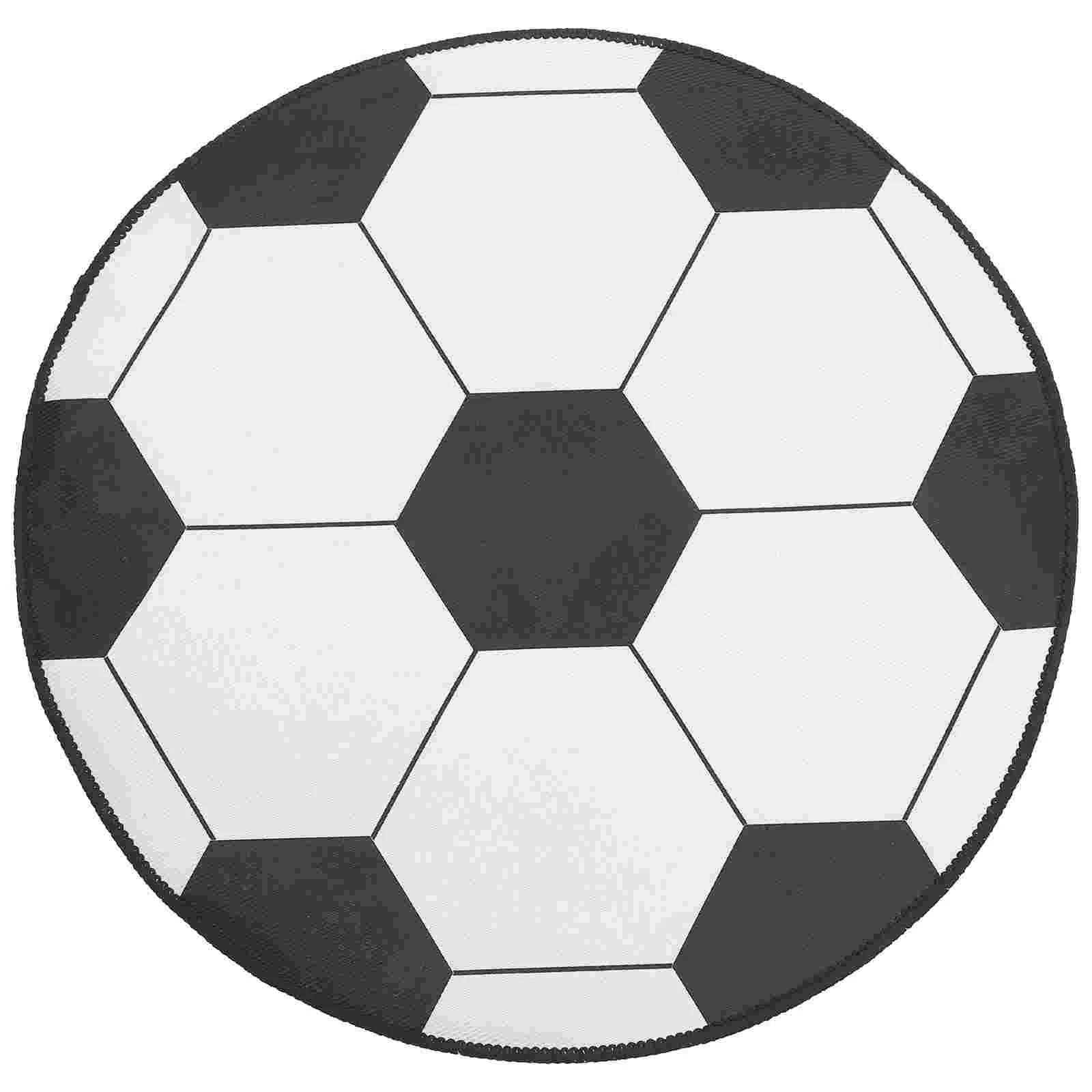 

Soccer Rug Round Football Area Rug Circle Black White Football Check Carpet Floor Chair Mat 60Cm Nonslip Chair Cushion Pads Kids