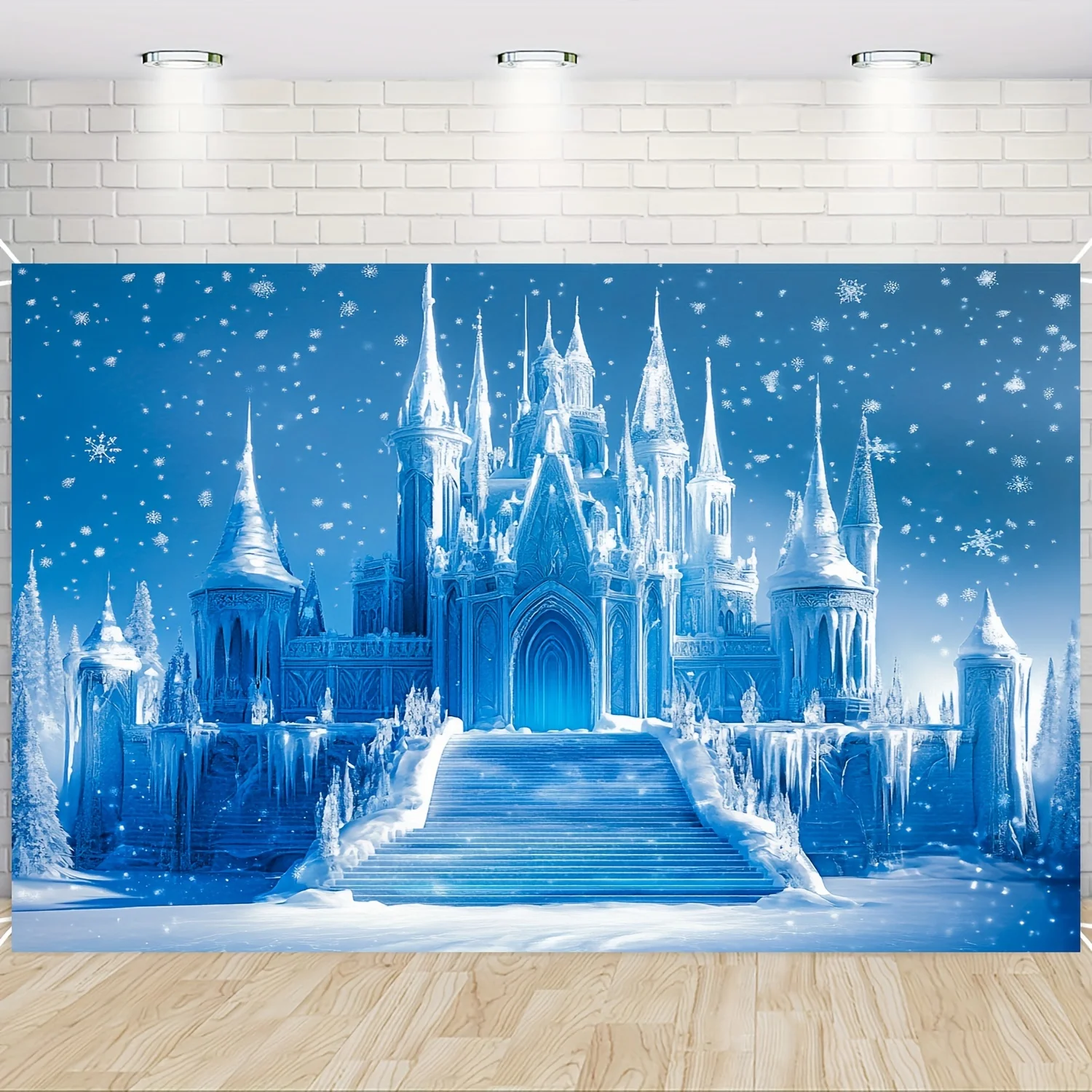 Frozen Inspired Winter Castle Hintergrund – ein fotografischer Hintergrund für Urlaubspartys und Veranstaltungen – Detail 5