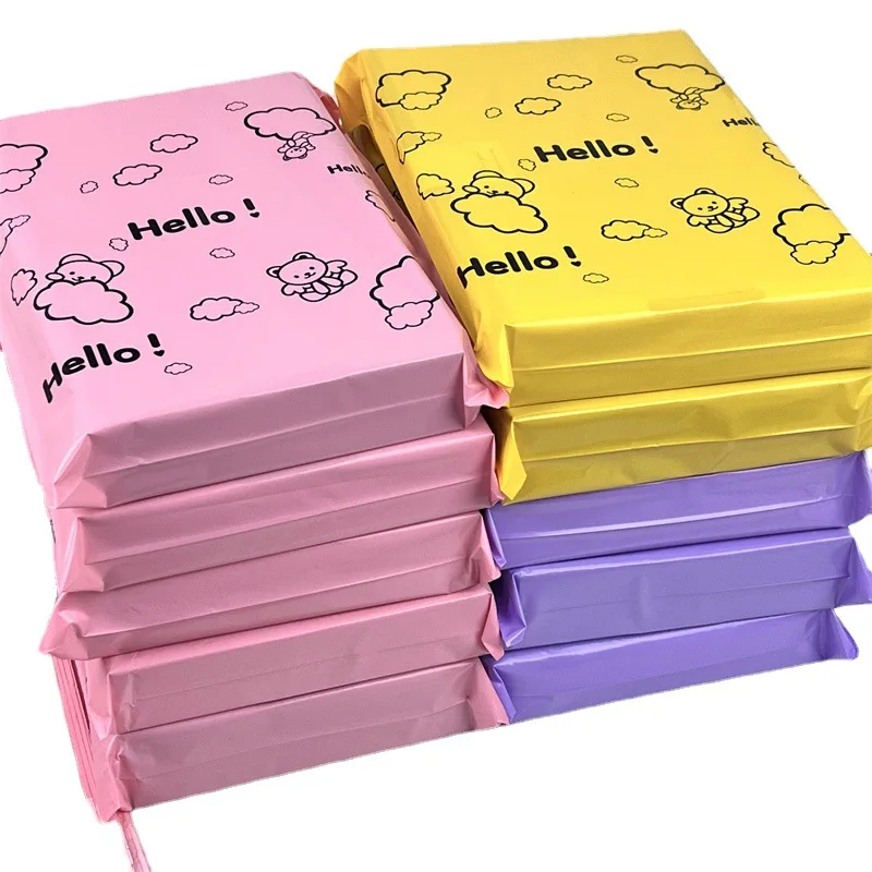 Colorful Bear Courier Bag Envelope Packaging Bags Pink Waterproof Self Adhesive Seal Pouch Shipping Mailing Transport Bag 10Pcs