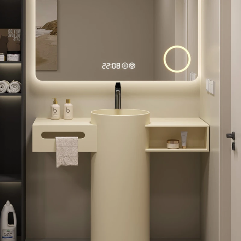 Cline cream wind column wash basin integrated round