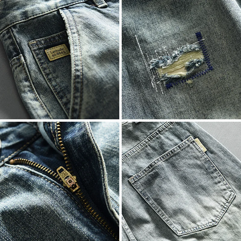 2024 Spring New Casual Washed Jeans for Men Clothing Soft Cotton Streetwear Men Hanging Wide-leg Pants AG7127T