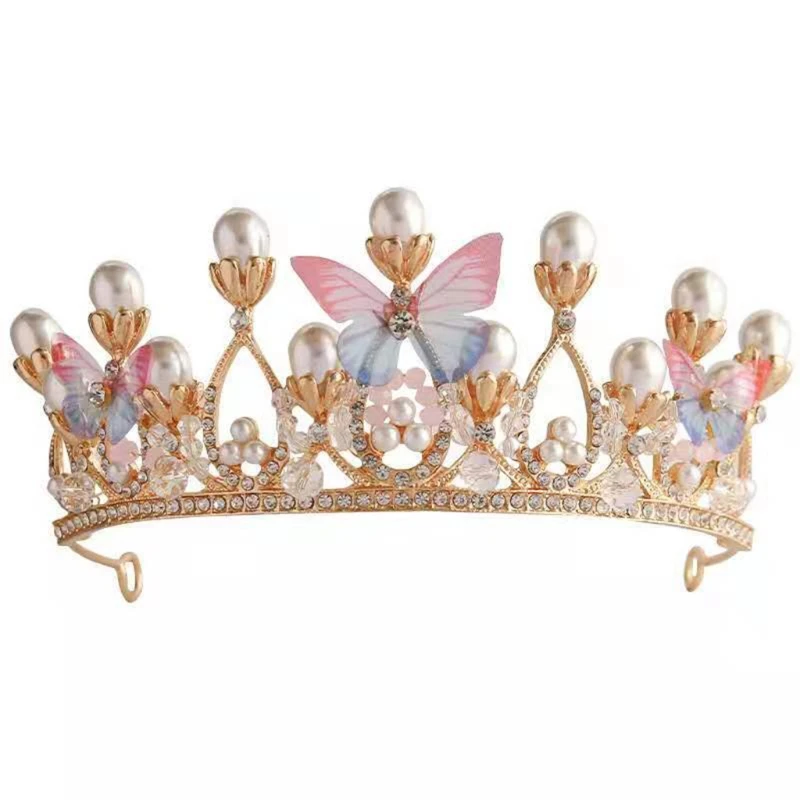 

for Butterfly Princess Crystal Pearl Headband Fashion Party Hair Accessori