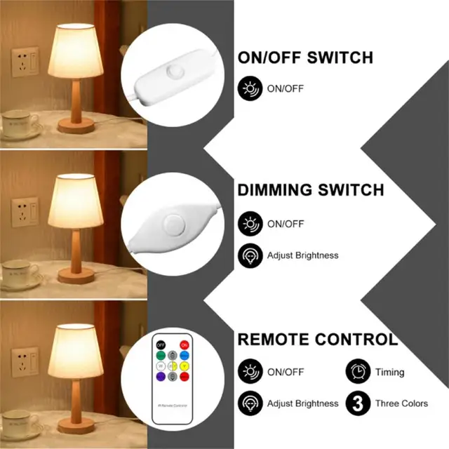 Lampe LED nordique en bois avec télécommande – Image 2