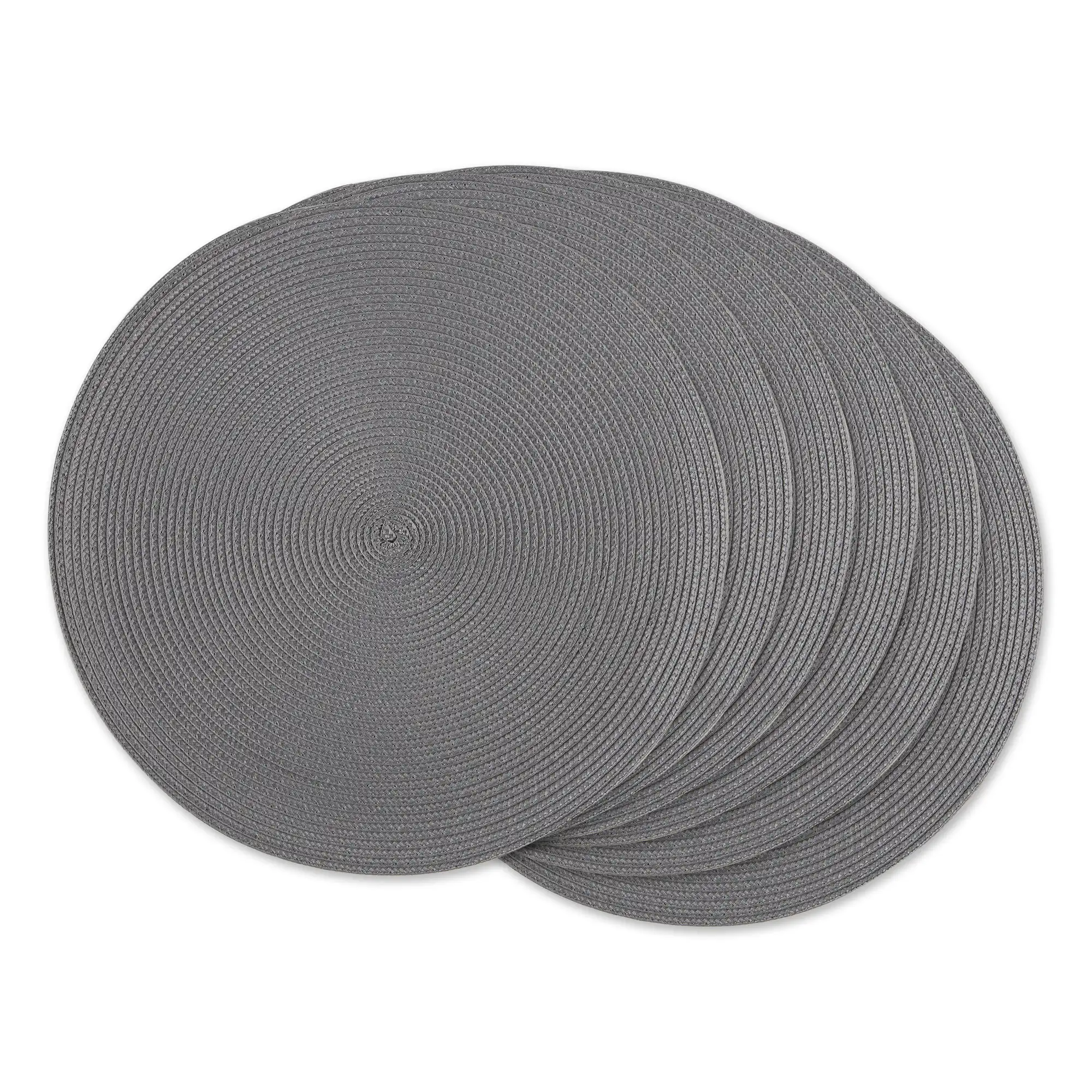 

GRAY ROUND PP WOVEN PLACEMAT SET/6 ，placemats for table