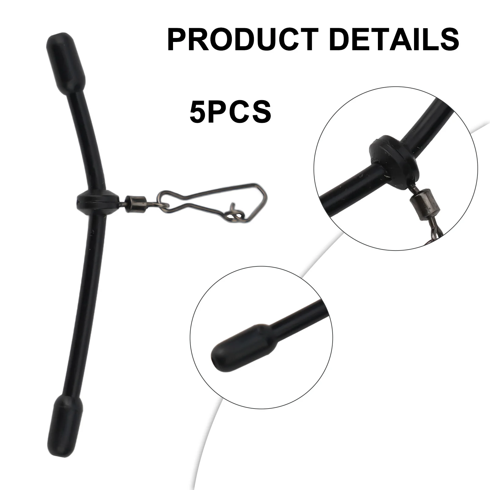 5 Stück Angeln Anti-Feeder Boom Spacer mit Druckknöpfen Balance Connector Tackle Rolling Swivel Snaps Balance Connector – Detail 8
