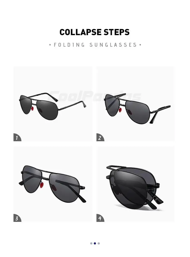 CoolPandas Mode Klapp Sonnenbrille Für Männer Luftfahrt Polarisierte Photochrome Gläser Frauen Tag Nacht Vision Brillen Anti-glare – Detail 11