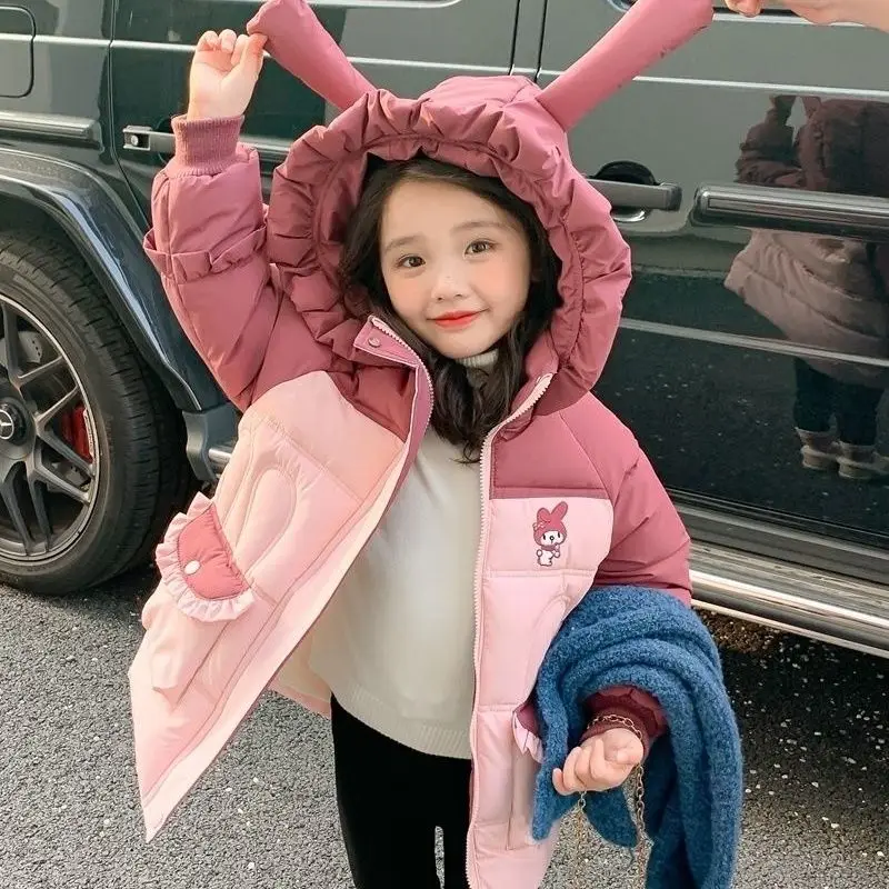 

Cute Sanrio Children's Cotton Clothes My Melody Accessories Kawaii Anime Outerwear Thickened Winter Jacket Padded Toys Girl Gift
