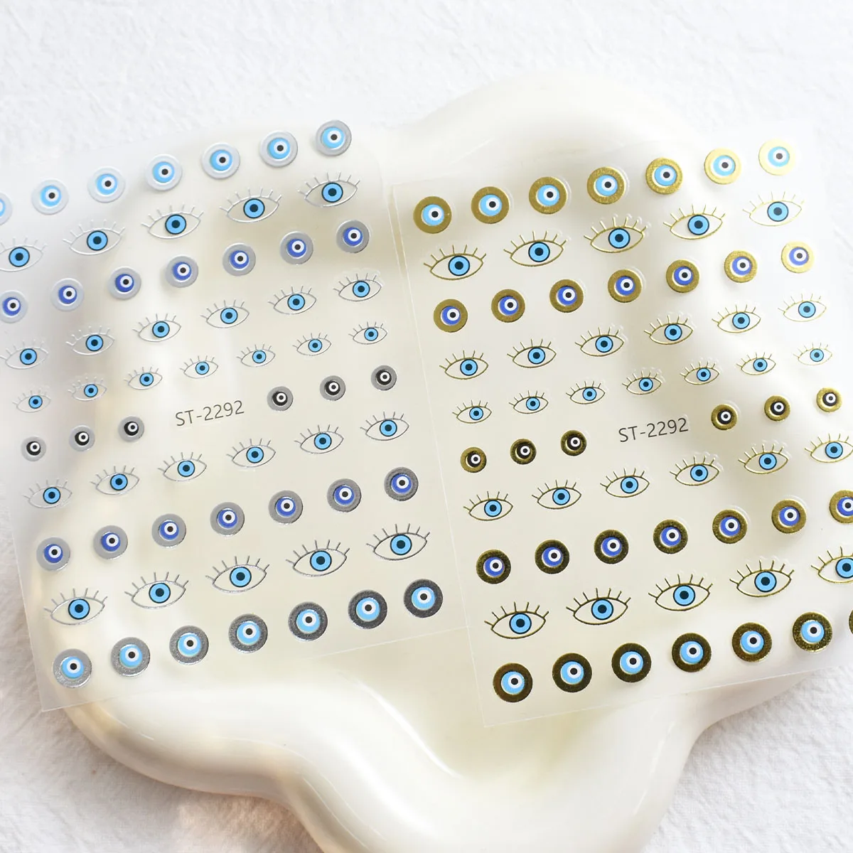 3/6/12 시트 골드 실버 이블 아이 네일 아트 스티커 - DIY 매니큐어용 문 스타 스네이크 신비로운 금속 자체 접착 데칼