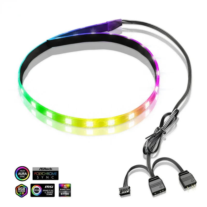 RGB LED Strip Lights for Computer Case Decoration 40cm Magnetic 5V ARGB Flexible Light Belt AURA SYNC MOD Desktop PC Gamer