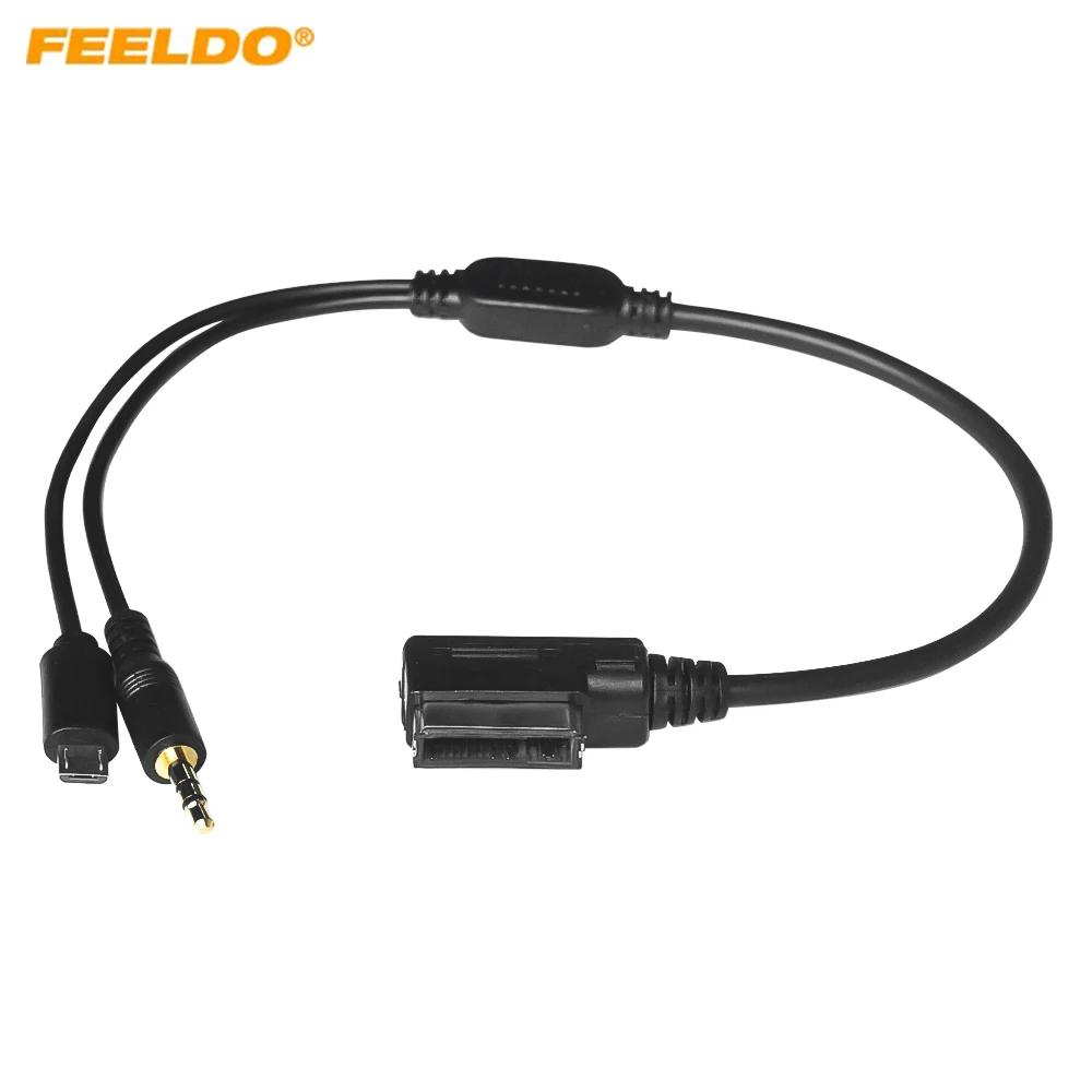 

Автомобильный аудио музыкальный интерфейс FEELDO AMI/MDI/MMI к 3,5 мм разъему Micro USB AUX кабель для проводного адаптера Audi Volkswagen # FD1491