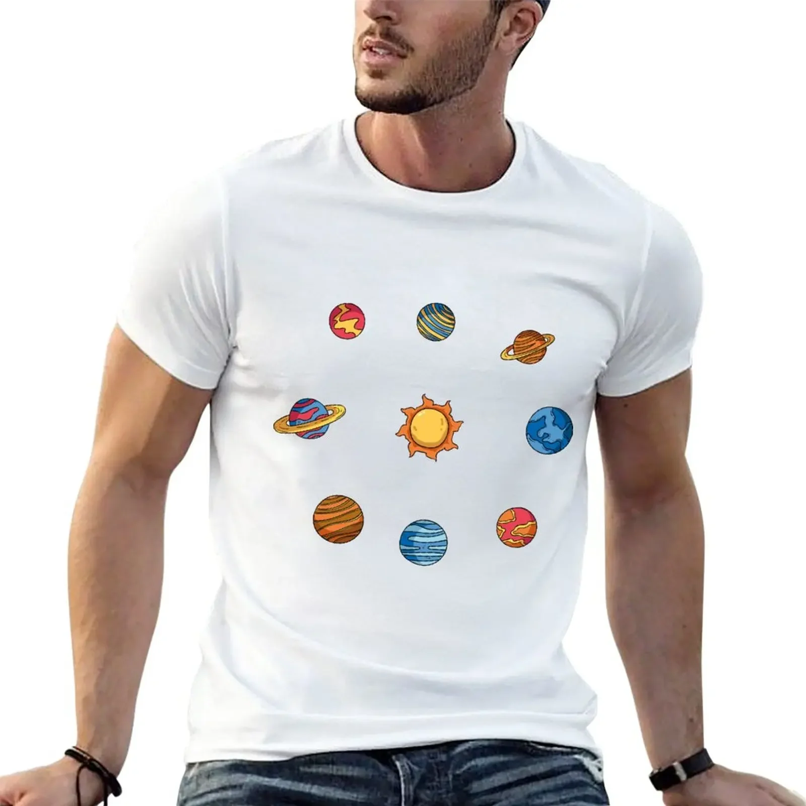 

Planets Colour T-Shirt anime clothes oversized blacks mens workout shirts
