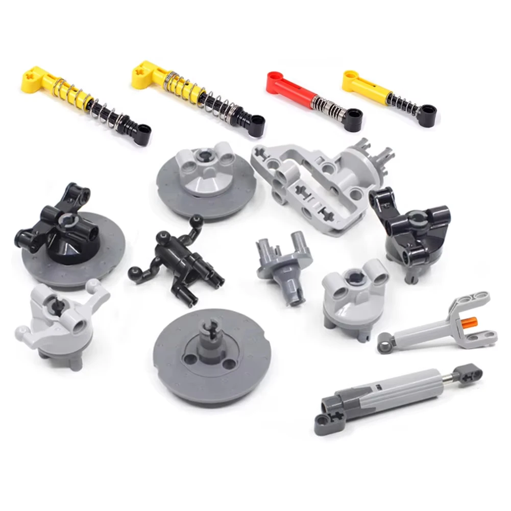 Building Blocks Technical Parts MOC Suspension Steering Push Rod Putter Spring Shock Absorber for DIY Tire Car Truck Drive